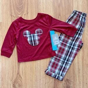 NEW Disney Red Plaid Mickey Ears Pajamas